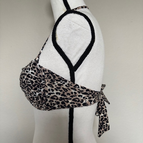 Ocean Blues Bikini Top Leopard Animal Print Bandeau Molded Cups Women's Size S - Picture 2 of 4